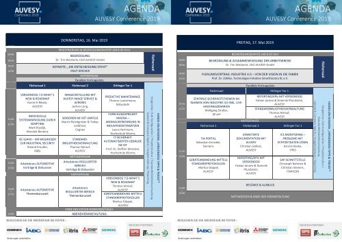 AUVESY Conference 2019 - Agenda