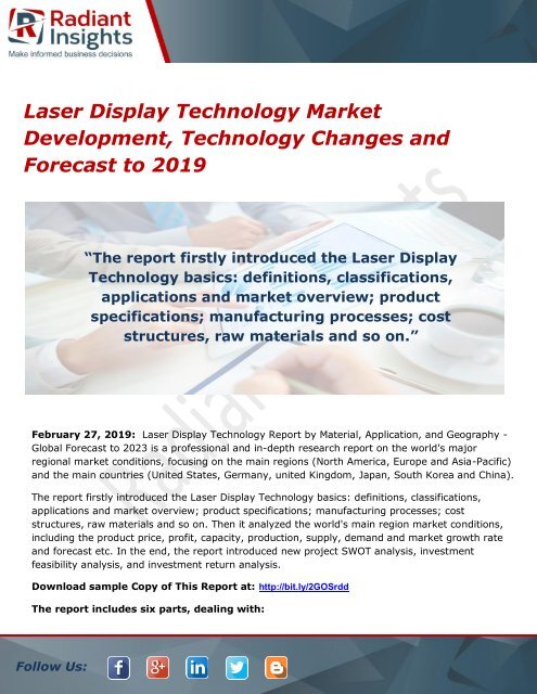 Laser Display Technology Market Development, Technology Changes and Forecast to 2019