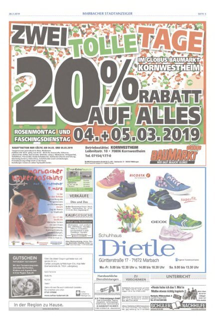 Marbacher Stadtanzeiger KW 9/2019