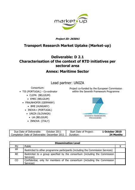 D 2.1 Characterisation of the context of RTD initiatives per sectoral