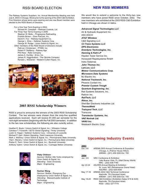 NewsletteR - Railway Systems Suppliers, Inc.