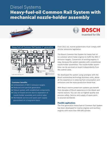 Datasheet Heavy Fuel Oil Common Rail System Pdf Bosch