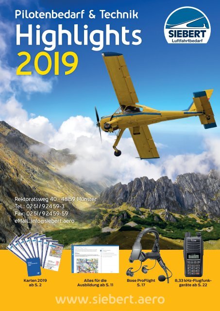 Siebert Luftfahrtbedarf Highlights Pilotenbedarf & Technik 2019