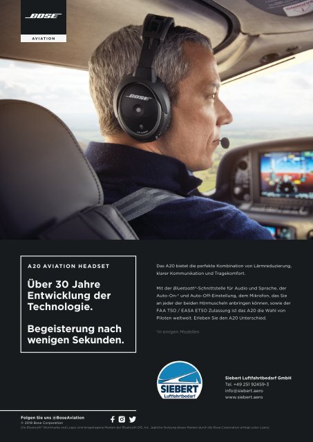 Siebert Luftfahrtbedarf Highlights Pilotenbedarf & Technik 2019