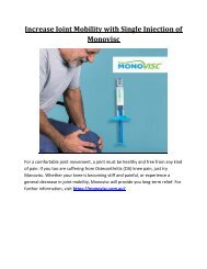 Increase Joint Mobility with Single Injection of Monovisc