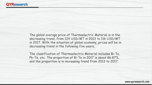 Global Thermoelectric Material market is expected to reach 50 million US$ by the end of 2025
