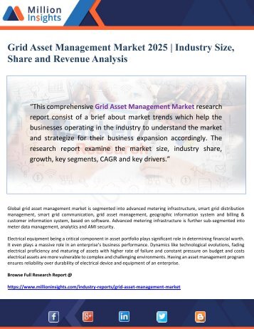 Grid Asset Management Market 2025- Industry Size, Share and Revenue Analysis