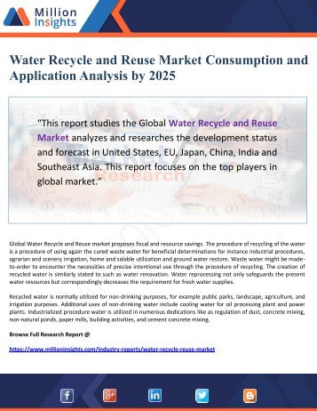 Water Recycle and Reuse Market Consumption and Application Analysis by 2025