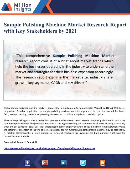 Sample Polishing Machine Market Research Report with Key Stakeholders by 2021