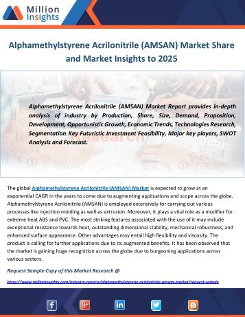 Alphamethylstyrene Acrilonitrile (AMSAN) Market Share and Market Insights to 2025
