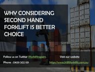 Why Considering Second Hand Forklift is a Better Choice