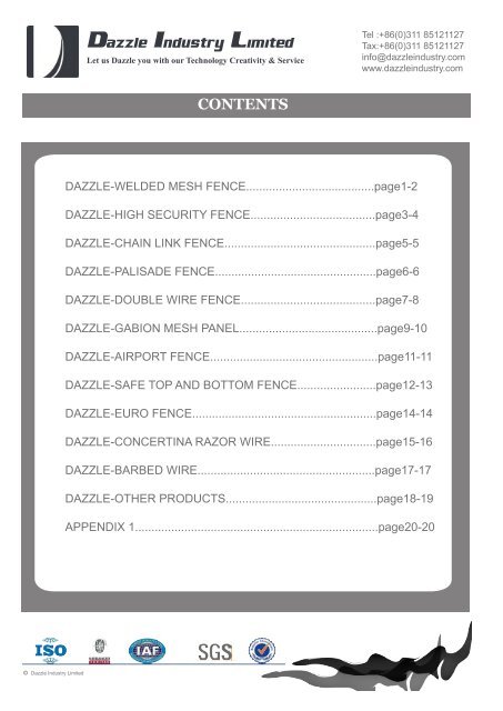 Dazzle industry limited Company catalogue