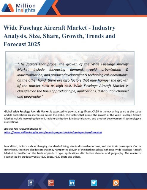 Wide Fuselage Aircraft Market Analysis by Application and Competitive Insights to 2025