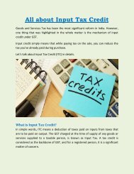 All about Input Tax Credit