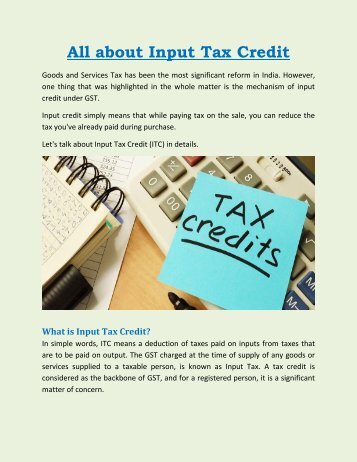 All about Input Tax Credit