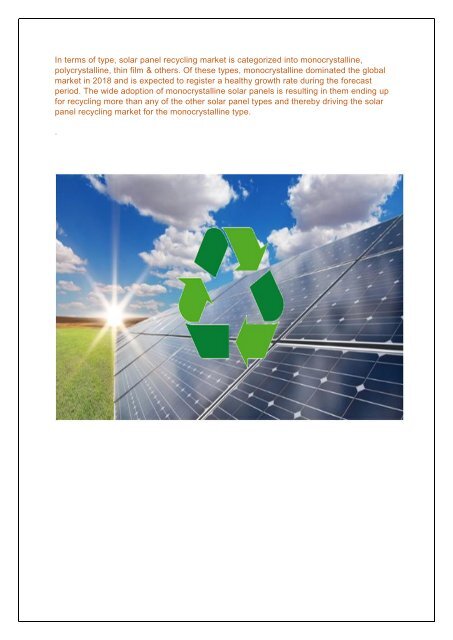 Report on Solar Panel Recycling Market with Trends and Forecast 2024