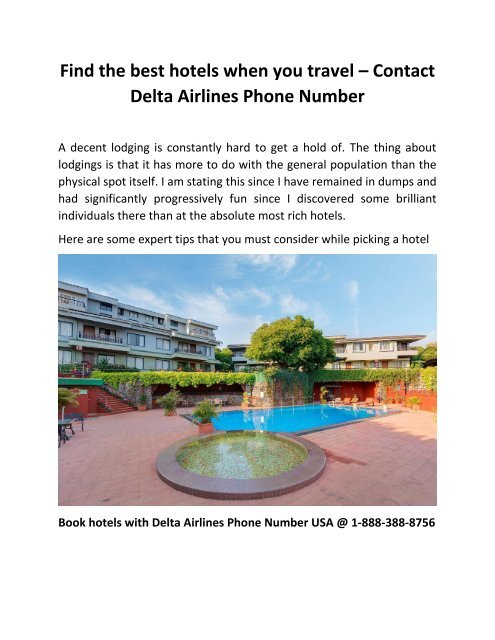 Contact Delta Airlines Phone Number -Find the best hotels when you travel