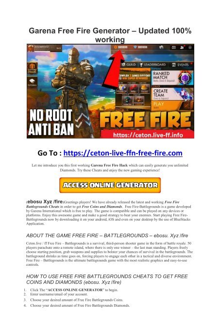 Free Fire Game Hack Diamonds And Coins Download