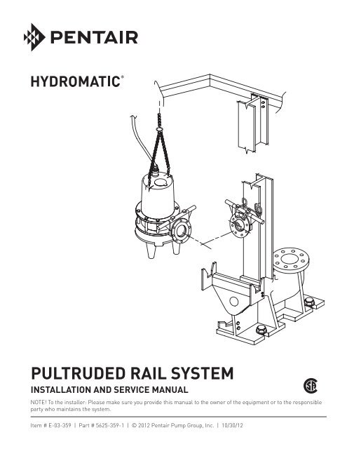 Pentair Pool Pumps Manual - D35 D50 And D60 Pentair Water Literature