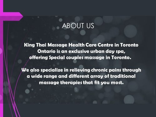 Couples Massage Toronto – King Thai Massage