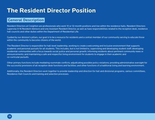 Creighton University Department of Residential Life Recruiting Guide 2019-2020