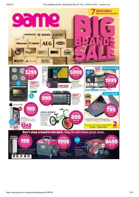 Print catalogue Game _ Big Brands Sale (27 Feb - 5 March 2019) — guzzle.co.za