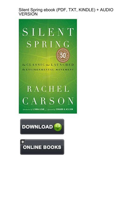(CONVENIENT) Download Silent Spring Rachel Carson ebook eBook Mobi