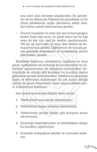 Hareketin ve İletişimlerin Güvenliği Hakkında Kısa Tavsiyeler