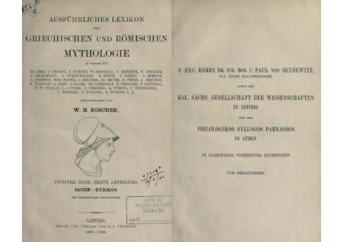 AUSFÜHRLICHES LEXIKON DER GRIECHISCHEN UND RÖMISCHEN MYTHOLOGIE , W.H.ROSCHER 1894