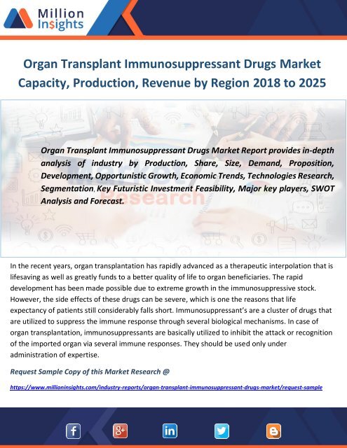 Organ Transplant Immunosuppressant Drugs Market Capacity, Production, Revenue by Region 2018 to 2025