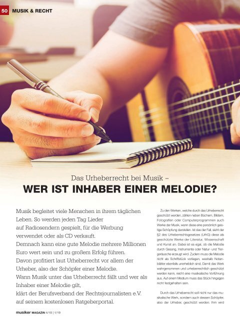 Musiker Magazin 4/2018 | 1/2019