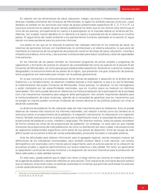 Primer informe regional sobre la implementación del Consenso de Montevideo sobre Población y Desarrollo