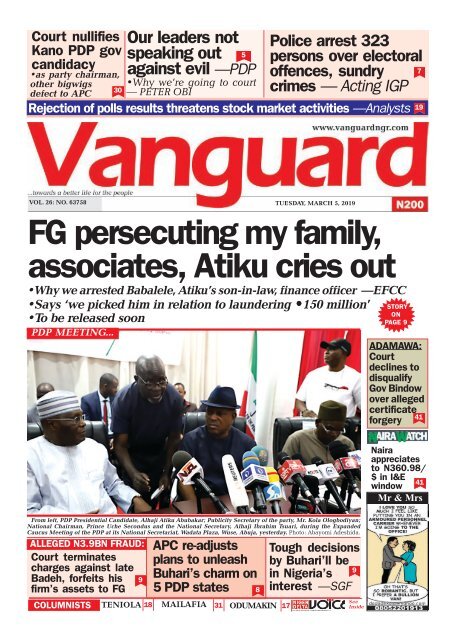 05032019 - FG persecuting my family associates, Atiku cries out