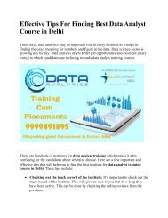 Effective Tips For Finding Best Data Analyst Course in Delhi