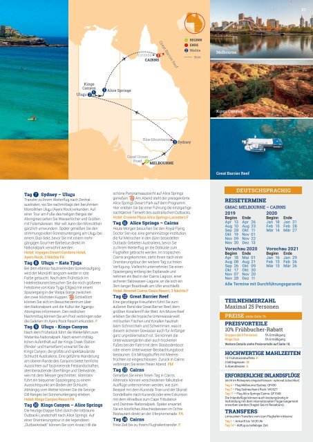 AAT Kings Gruppenreisen & Kurztouren in Australien und Neuseeland 2019/20 - Schweizer Preise