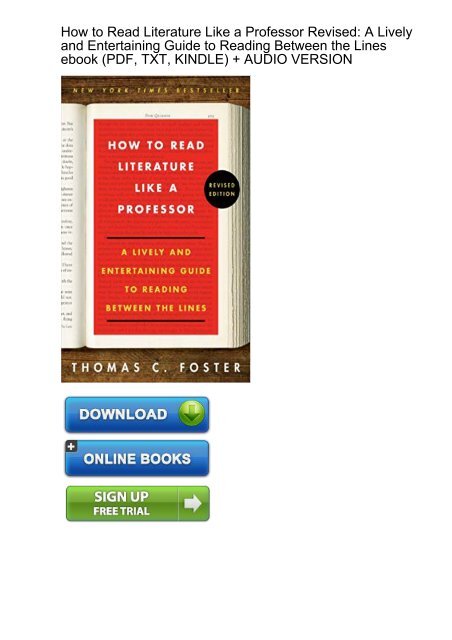 How To Literature Like A Professor Ebook
