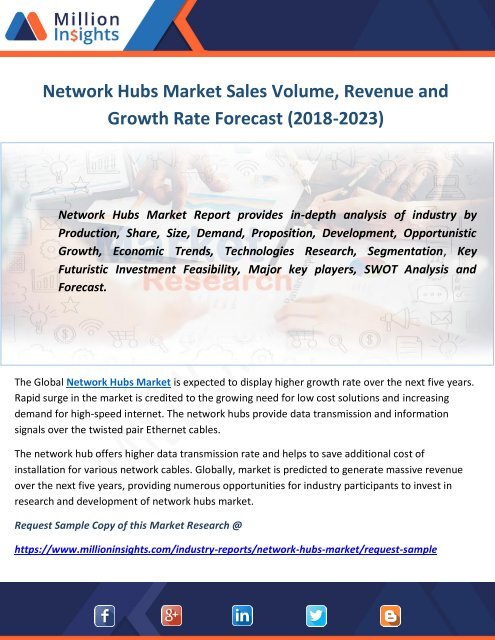 Network Hubs Market Sales Volume, Revenue and Growth Rate Forecast (2018-2023)