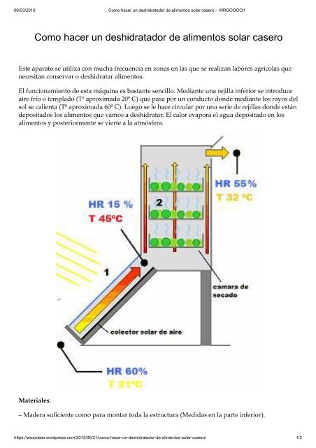 Cómo Hacer Un Deshidratador De Alimentos Solar Casero