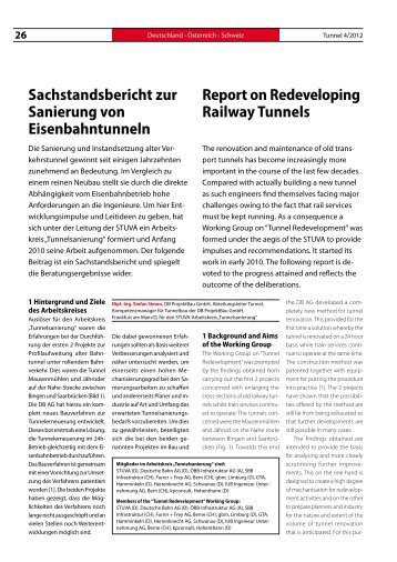 Sachstandsbericht zur Sanierung von Eisenbahntunneln Report on ...