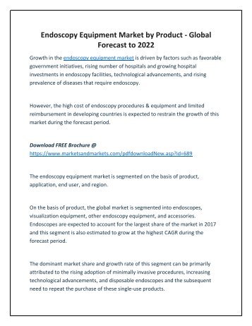 Endoscopy Equipment Market 2019 - Forecast to 2022