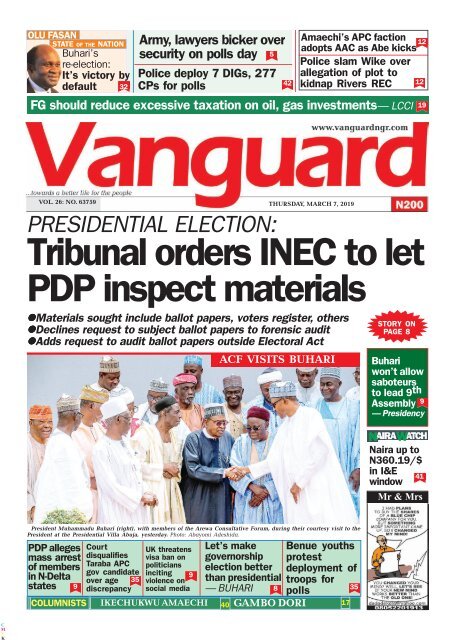 07032019 - Tribunal orders INEC to let PDP inspect materials