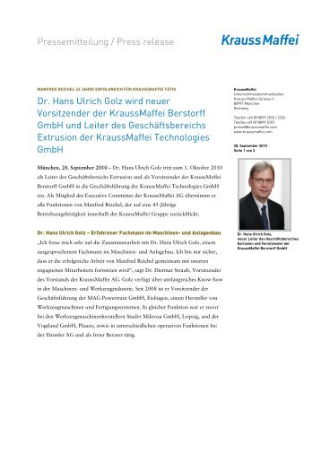 Manfred Reichel 45 Jahre erfolgreich für KraussMaffei tätig