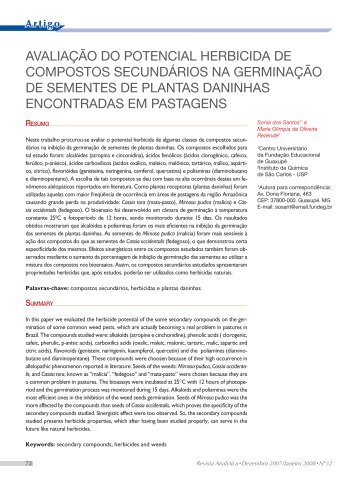 Avaliação do potencial herbicida de compostos secundários na germinação de sementes de plantas daninhas encontradas em pastagens
