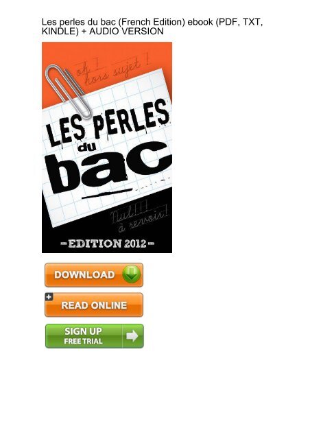 (UPBEAT) Download perles du bac French ebook eBook Mobi