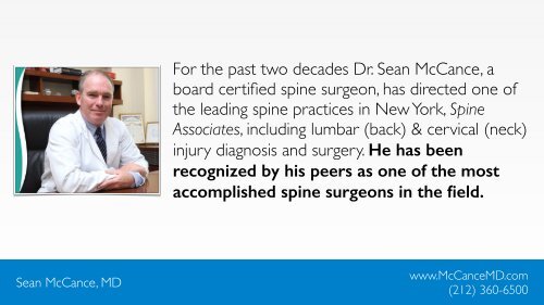 About Sean McCance, MD - Best Spine/Back Surgeon NYC