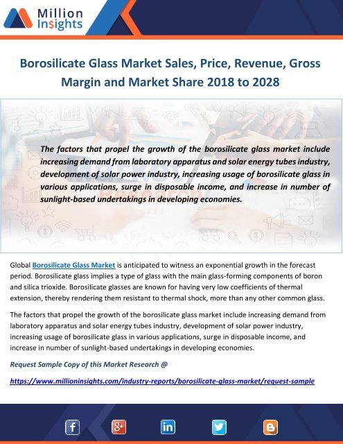 Borosilicate Glass Market Sales, Price, Revenue, Gross Margin and Market Share 2018 to 2028