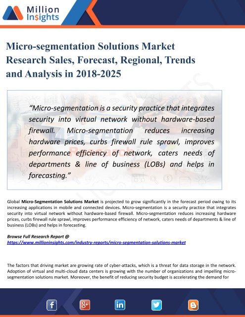 Micro-segmentation Solutions Market Size, Share and Consumption Analysis Report 2025 by Million Insights