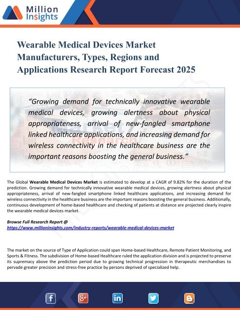 Wearable Medical Devices Market 2025: Report Focusing on Opportunities, Top Players, Revenue, Market Driving Factors, & Challenges