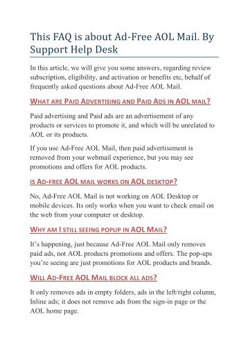 FAQ on Ad-Free AOL Mail