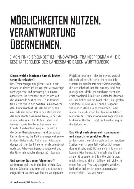 audimax Sonderausgabe: Trainee-Programme 2019